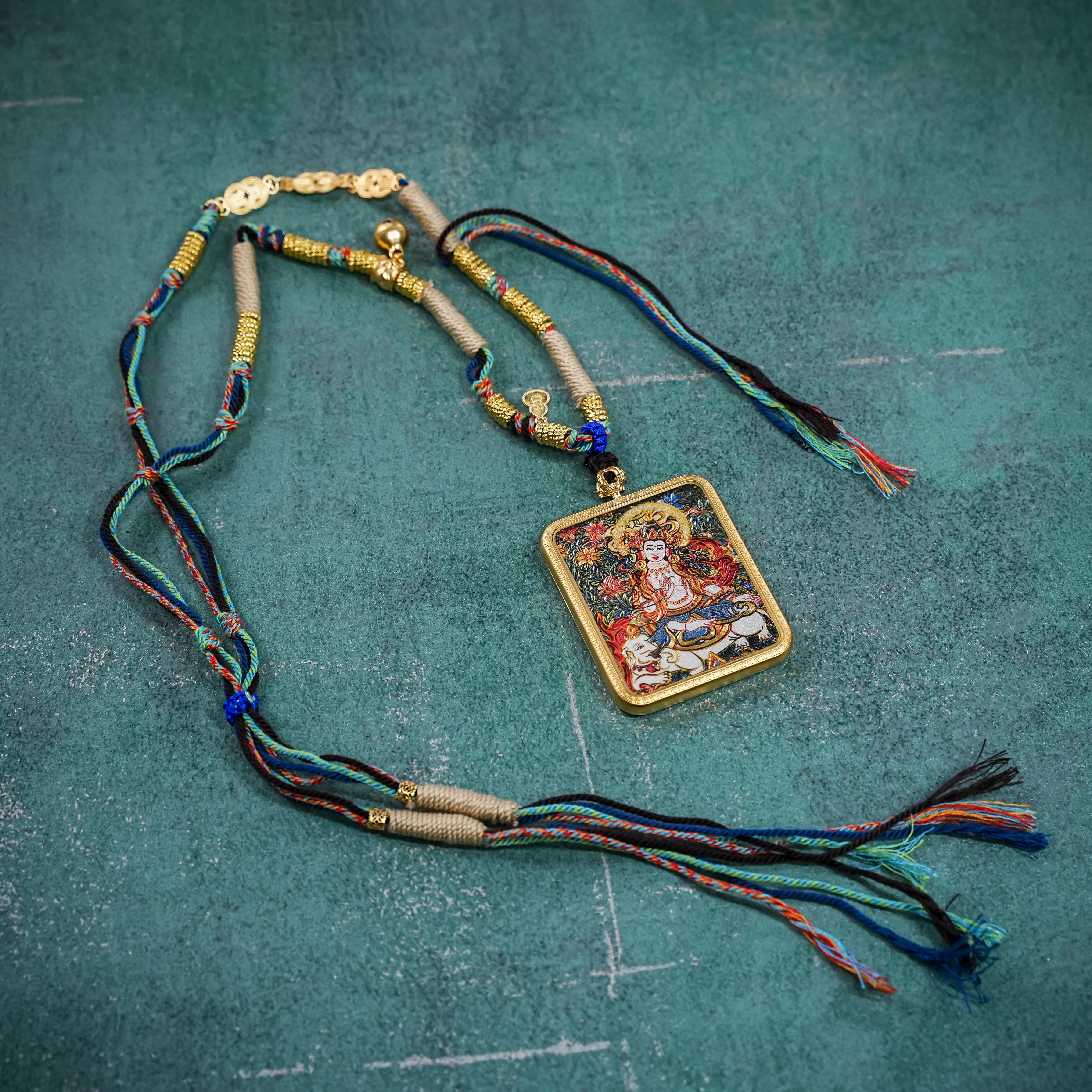 Samantabhadra thangka gau pendant seated on elephant